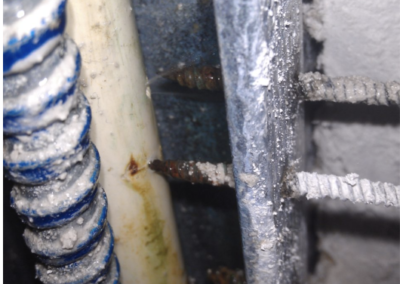 Leak caused by screw through a pipe. Repaired by Cinch Mechanical - professional plumbing and HVAC services for residential and commercial needs